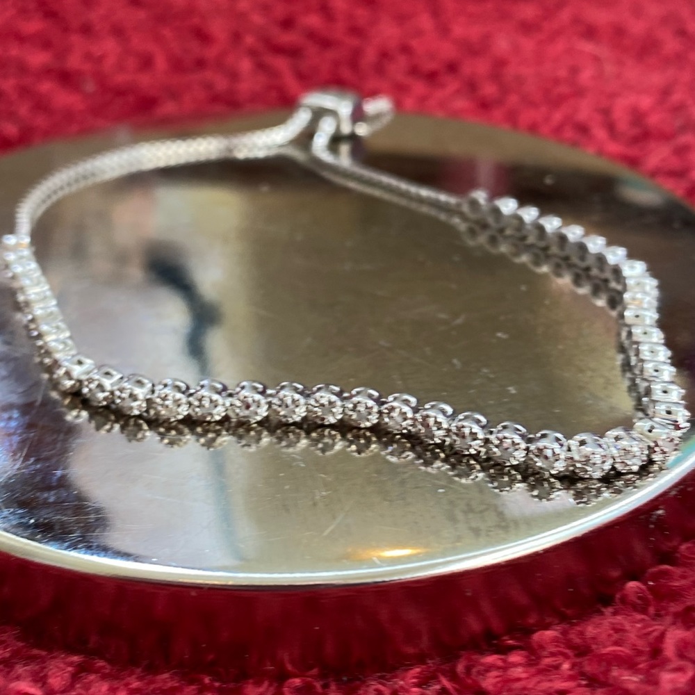 Boho sterling silver and white topaz bracelet